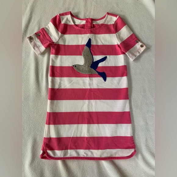 GYMBOREE GIRLS- SEQUIN SEAGULL PINK STRIPE DRESS sz 5 - Picture 2 of 7